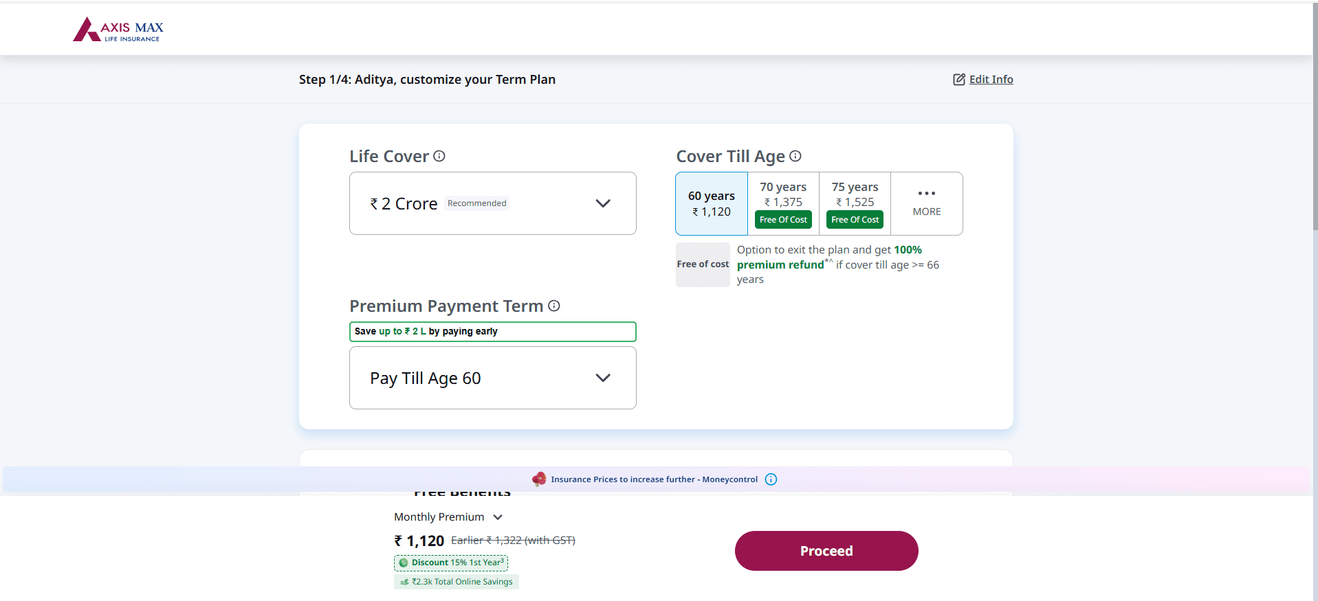 step 3 - how to buy axis max life term plan
